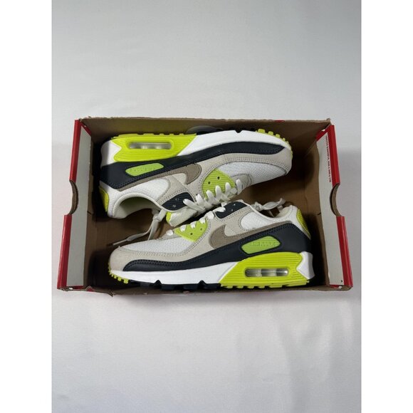 New Nike Air Max 90 Shoes Mens Size 7 White Khaki Cyber Volt Sneakers DM0029-107 - Picture 1 of 11